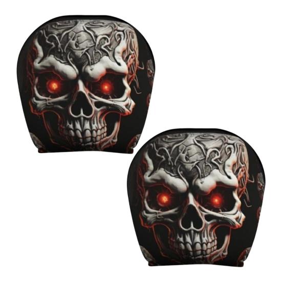 Funny Cartoon Car Headrest Covers, Universal Breathable Elastic Seat Neck Pillow Protector, Humor Spooky Auto Interior Decor for Most Vehicles