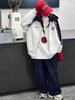 Girls' Striped Color Block Stand Collar Hoodie Cardigan - Casual Loose Fit Spring/Autumn Jacket