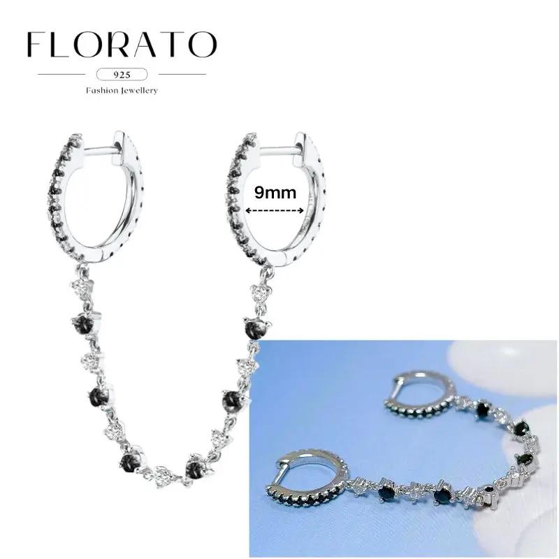 FLORATO 925 Silver Earrings Chain Tassel Pendant Earrings Zircon Silver Earrings for Women Trend Luxury Wedding Jewelry