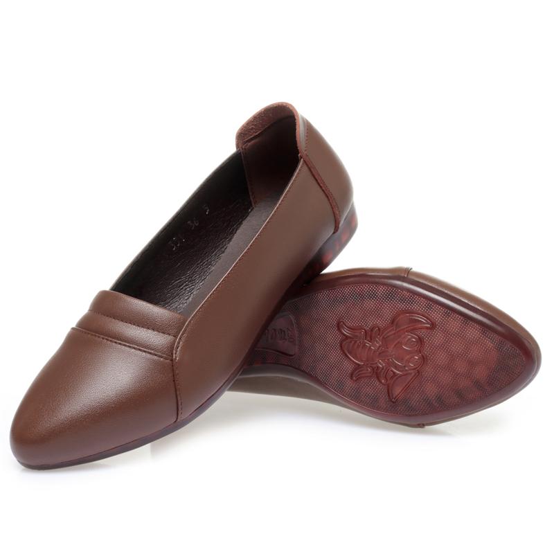 Fashion AIYUQI Genuine Leather Mom Shoes Non-slip 2025 New Flat Women Spring Shoes Shallow Soft Sole Large Size 41 42 43 Women's Shoes