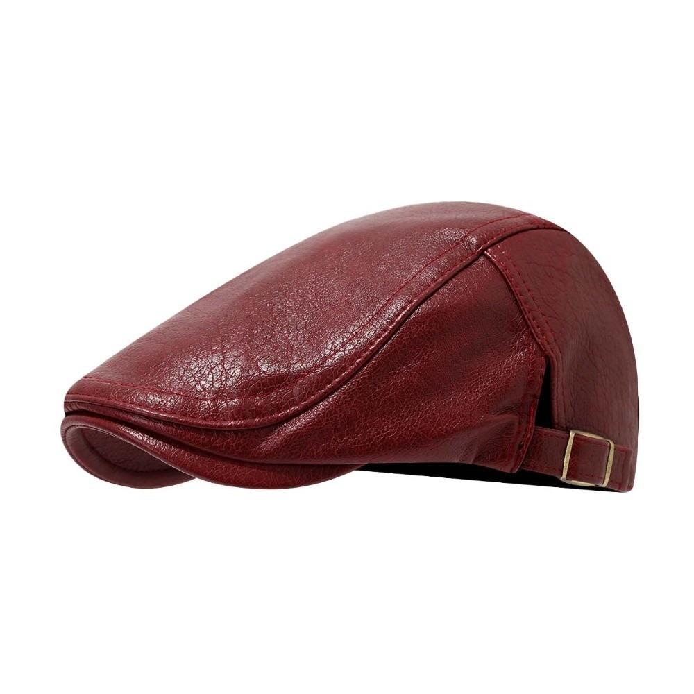 Autumn Winter Flat Cap British Style Newsboy Hat Duckbill Cap Leather Beret  Street Styling