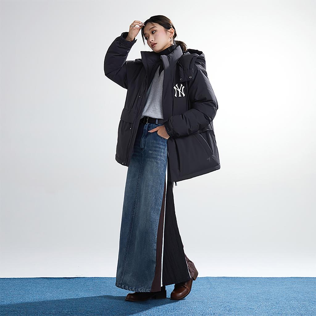 New MLB FW23 Down Jacket Mid Length Unisex Black 3ADJEC736-50BKS