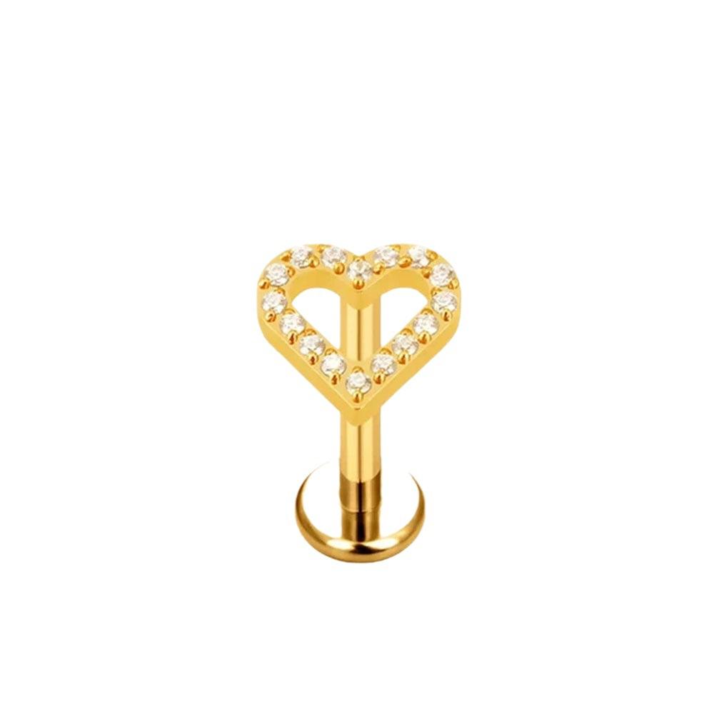 G23 Titanium Threadless Piercing16G/18G/20G  Heart Shape Flower Push Pin Labret Lip Ring Stud Piercing Earring Zircon