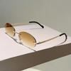 Rimless Oval Sunglasses Men Fashion Gradient Shades Women Eyeglasses New Trendy Vintage Design Casual Glasses UV400 Eyewear