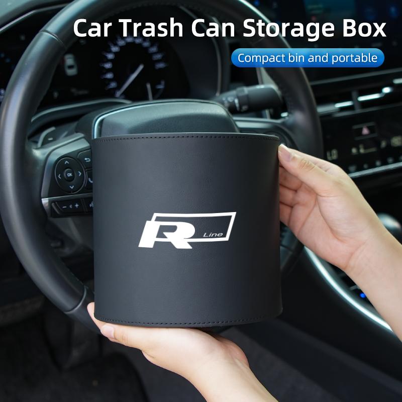 2026 Hot For Volkswagen VW Car Trash Can Bin Organizer Hanging Garbage Storage Box For Volkswagen VW R Line Jetta Golf Beetle CC