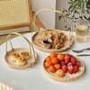 Artisanal Bamboo Woven Snack & Fruit Tray with Handle