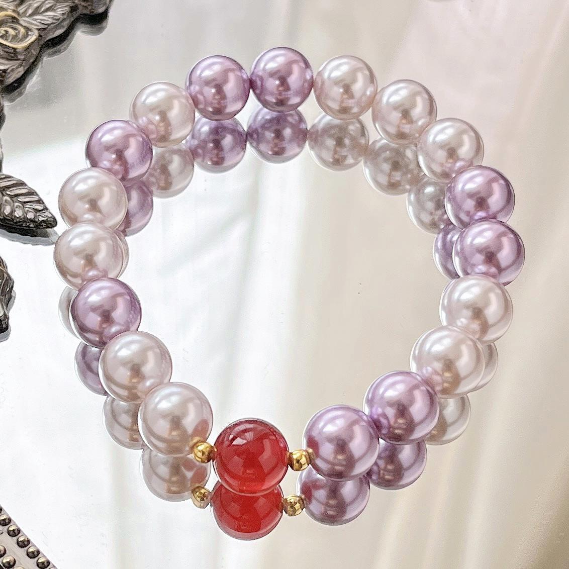 10Mm Purple High Quality Strong Light Artificial Crystal Pearl Bracelet Bracelet.