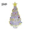 Christmas Atmosphere Decor Hand Blown Glass Tree Figurine with Golen Star, Ornament Mini Xmas Ornament, Handmade Desktop Holiday Decoration Tabletop