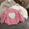 Girls' 2025 Autumn Heart Design Loose Pullover Top