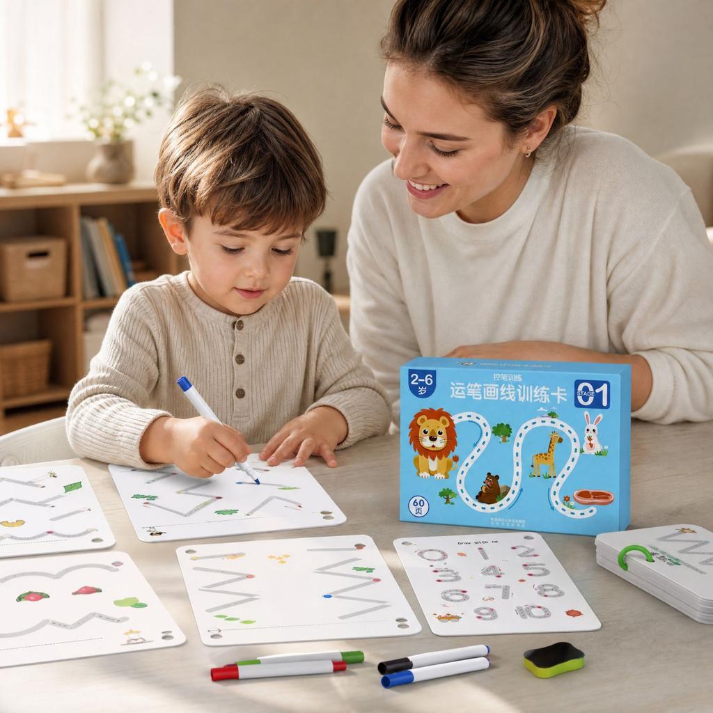 Children's Pen Control Tracing Book Reusable Clean for Preschool Early Learning 64 Pages