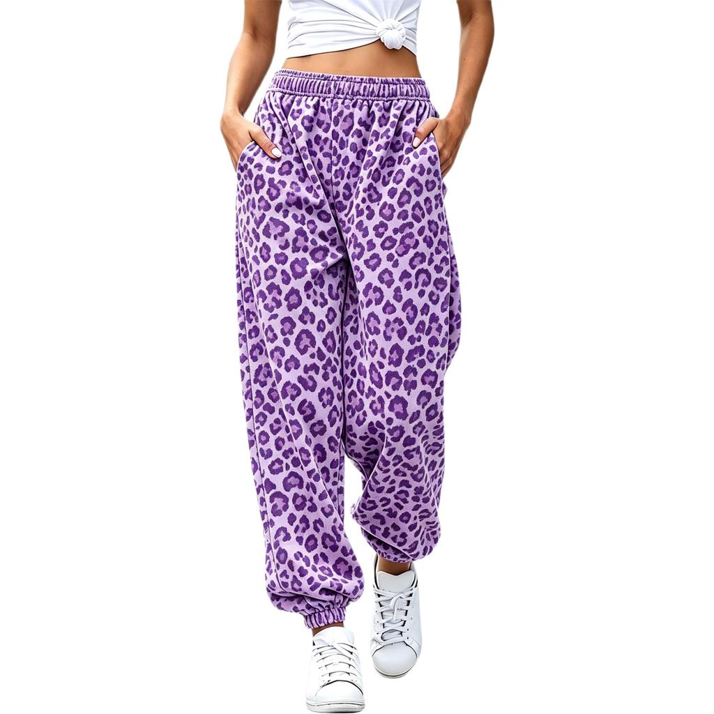 Women's Printed Jogger Pants with Elastic Cuffed Ankles, Casual Sweatpants for Everyday Wear