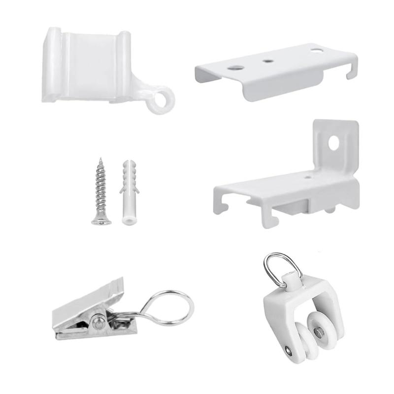 Ceiling Curtain Track Accessories Flexible Curtain Track Wall Mount Brackets Bendable Curtain Rail Hardware Set белый