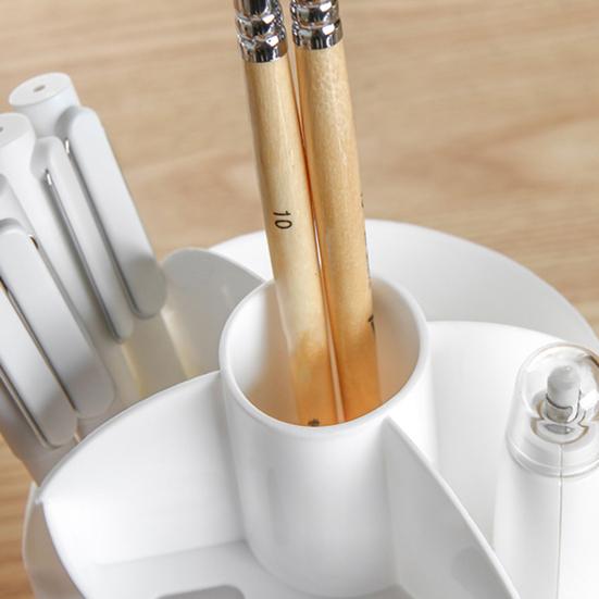 Pen Holder Makeup Organizer Creative Multi-Grid Design 360-degree Rotatable Easy Access Versatile Storage Box