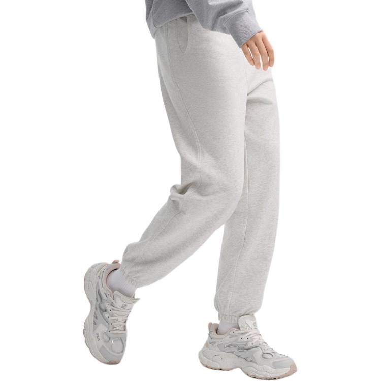 FILA Original Logo Loose Comfortable Cuffed Fleece Knit Casual Pants Women bottoms Gray F51W449601F-MG