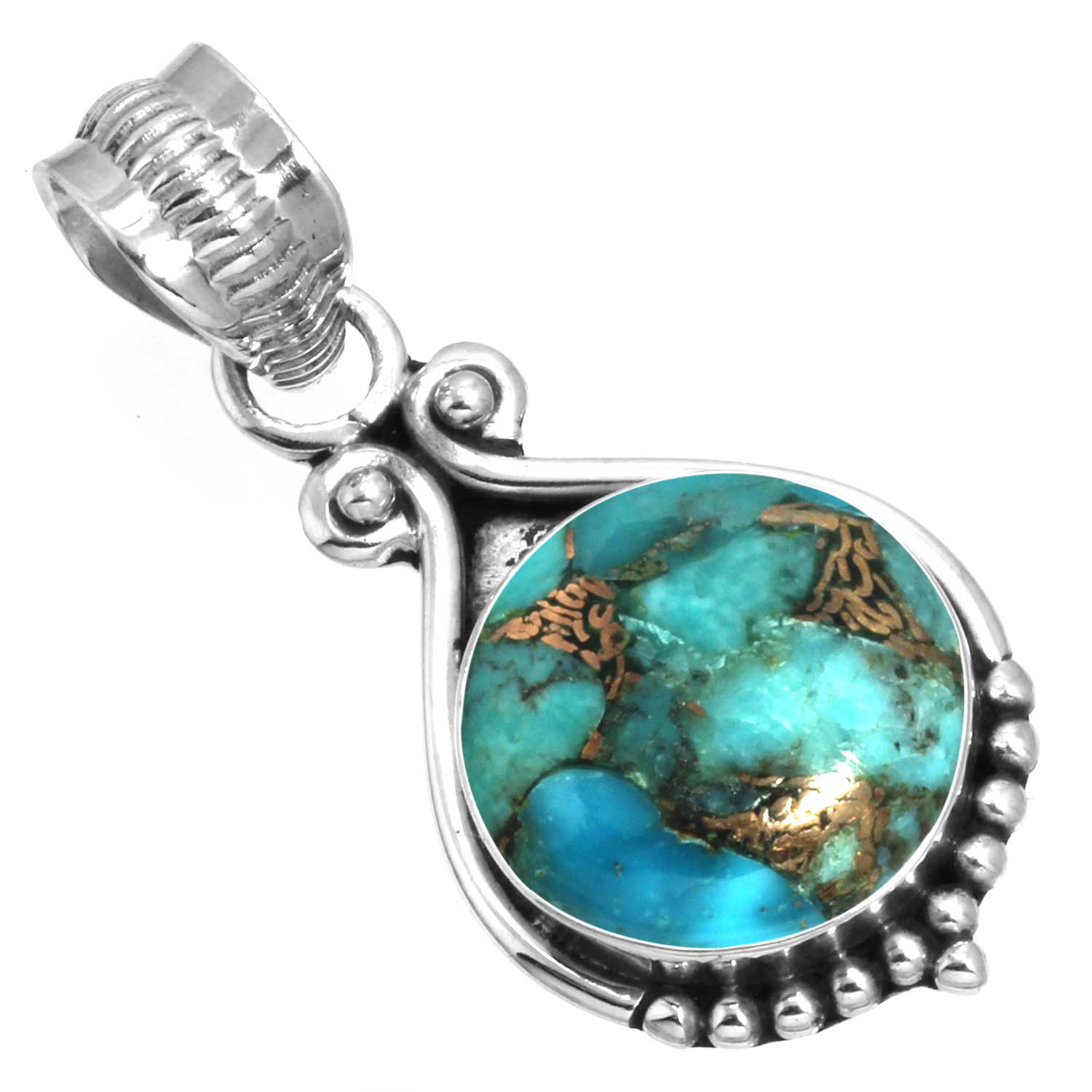 

925 Sterling Silver Pendant Women Gemstone Handmade Jewelry Anniversary Gift Blue Green Purple Copper Turquoise Pearl Lapis Mother Of Pearl Solitaire мідний/синій