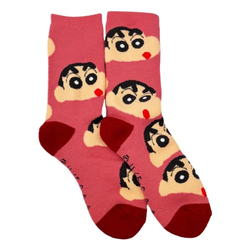 Small Planet Crayon Shin-chan Warm Room Socks, Full Face, Women's, Sizes 23-25cm