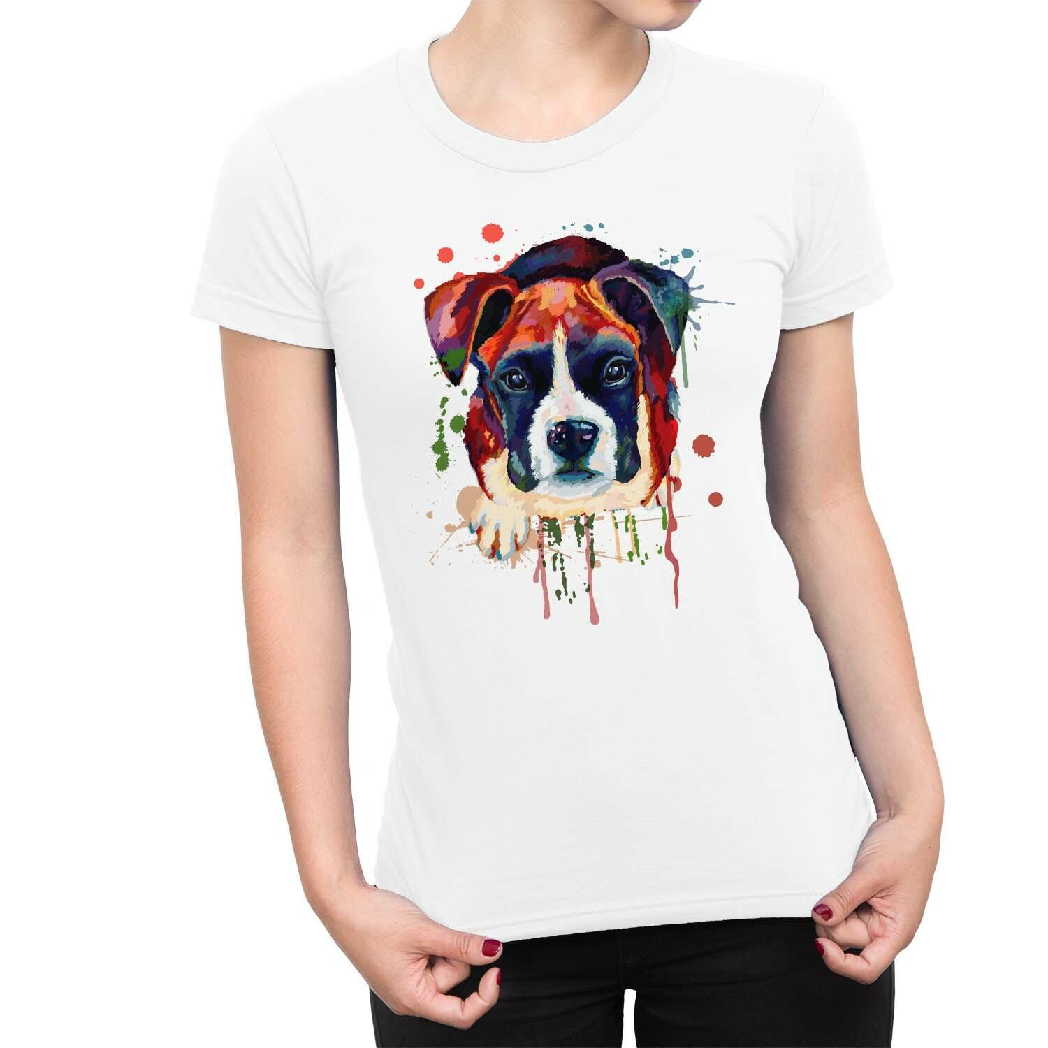 1Tee Womens Watercolour Abstract Puppy Bulldog Dog T-Shirt XXXL
