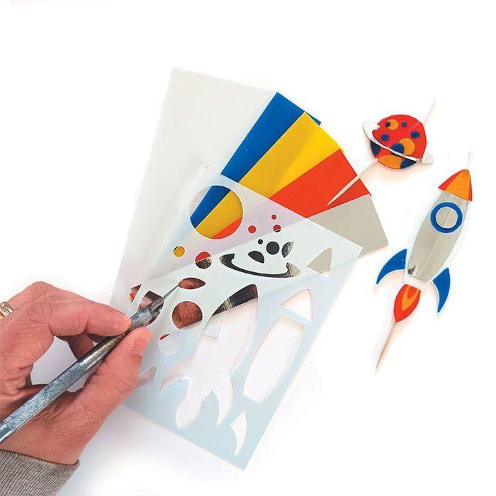 Kit DIY Bougies - GRAINE CREATIVE - Espace - 2 pcs - Fusée et Planète - Multicolore