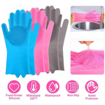 Guantes de limpieza para lavavajillas, guantes mágicos de goma de silicona para lavar platos, esponja para el hogar, herramientas de limpieza de cocina
