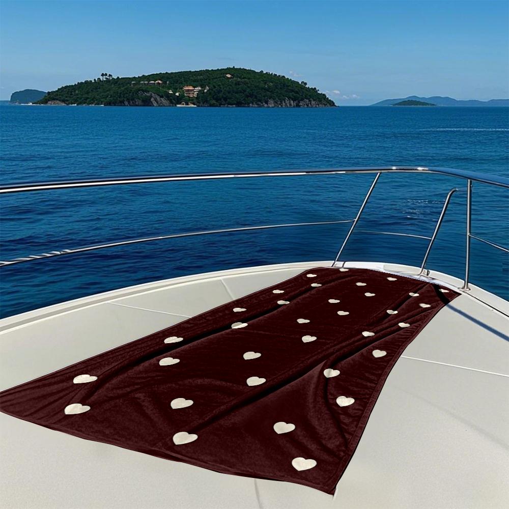 Burgundy Background Cream Heart Quick Drying Bath Towel Microfiber beach towel - light weight swimming camping  yoga beach out