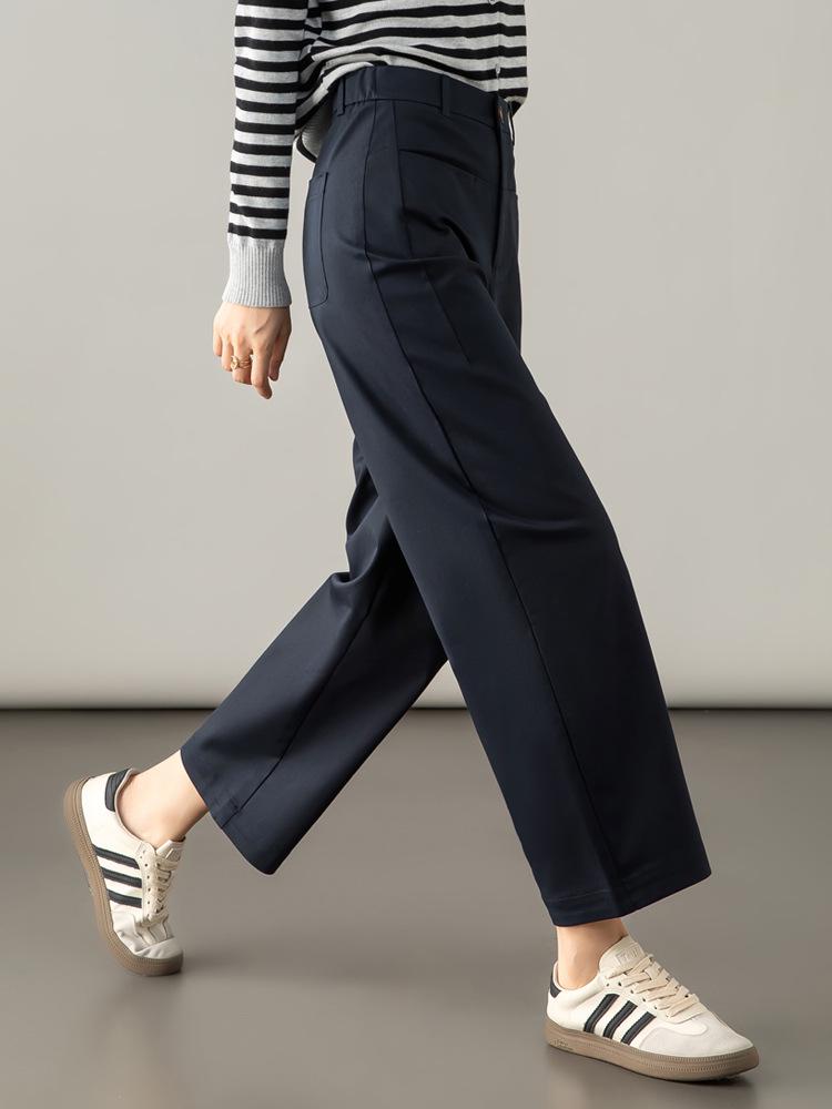 High-Waist Petite Tencel-Cotton Harem Pants for Women - 2025 Autumn Collection, Nine-Point Wide-Leg Casual Design