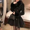 Elegant Woolen Long-Sleeve Coat with Cinched Waist for Women