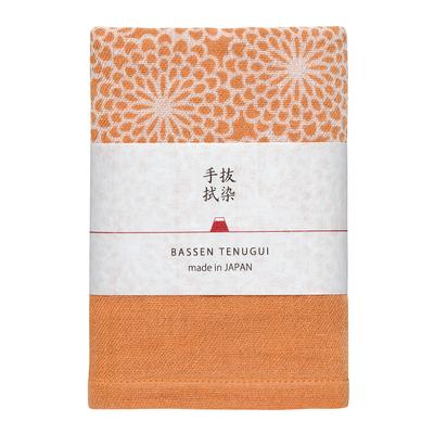Imabari Handtuch Contex Discharge Bedrucktes Tenugui Hohe Farbe (Orange/Chrysantheme)
