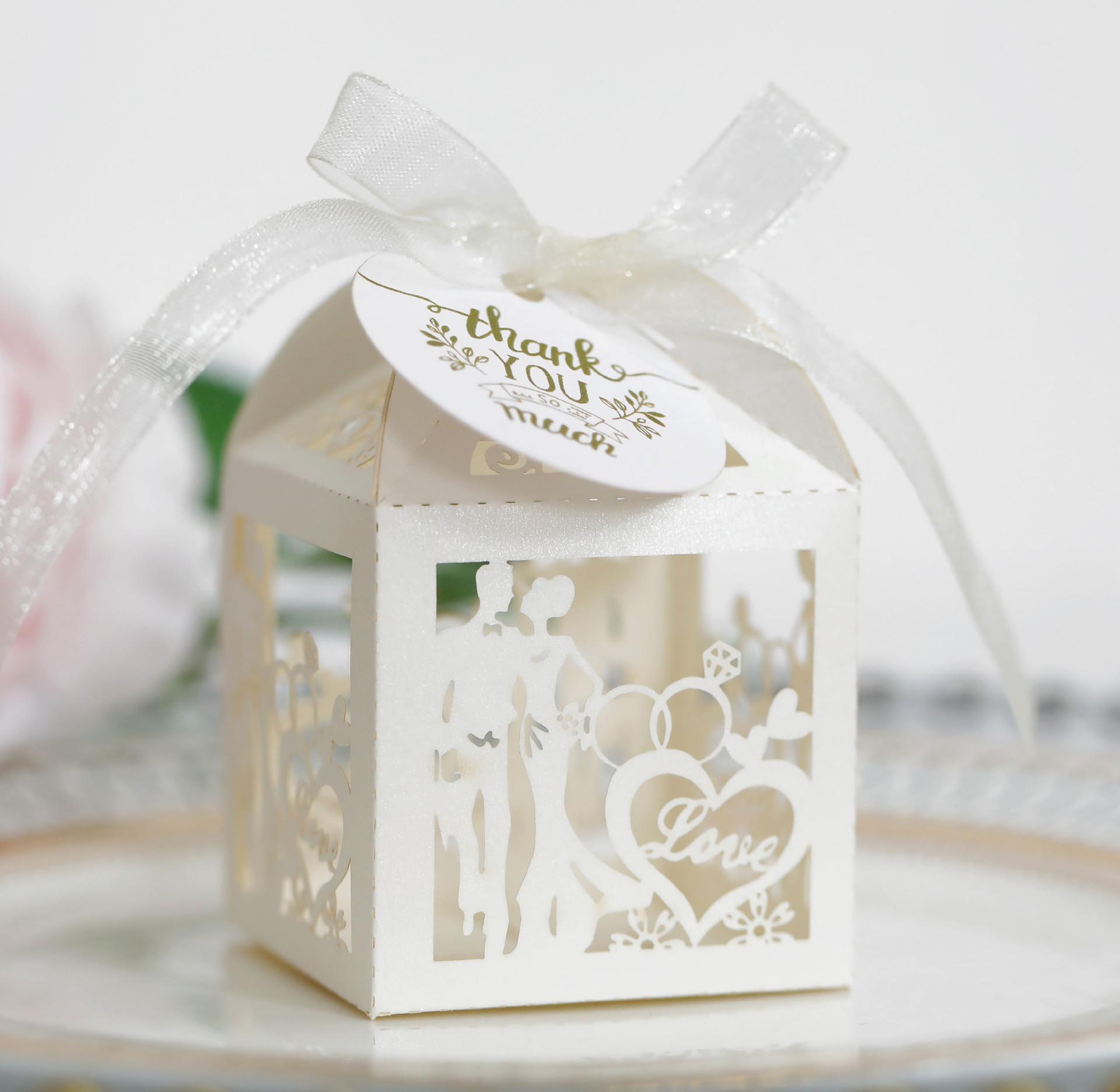 

25/50 шт. свадебные коробки конфет для жениха и невесты для гостей, изысканная подарочная упаковка с биркой «спасибо», праздничные принадлежности для вечеринок 50pcs&5x5x8cm