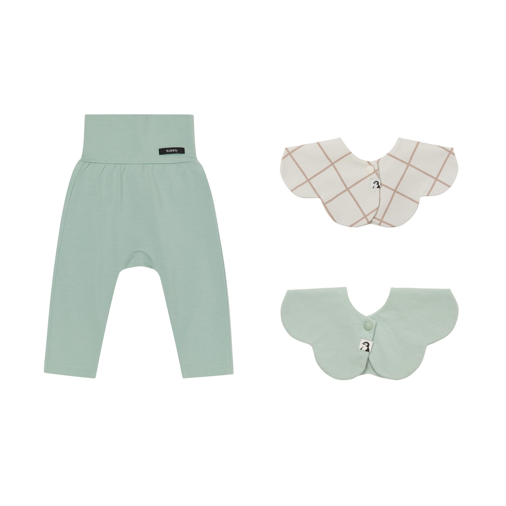 

Мягкие модальные леггинсы с высокой талией 1 шт. слюнявчик 2 шт. цвета слоновой кости 12 месяцев [Konny] + H-комплект (МЯТА, чек, мята)