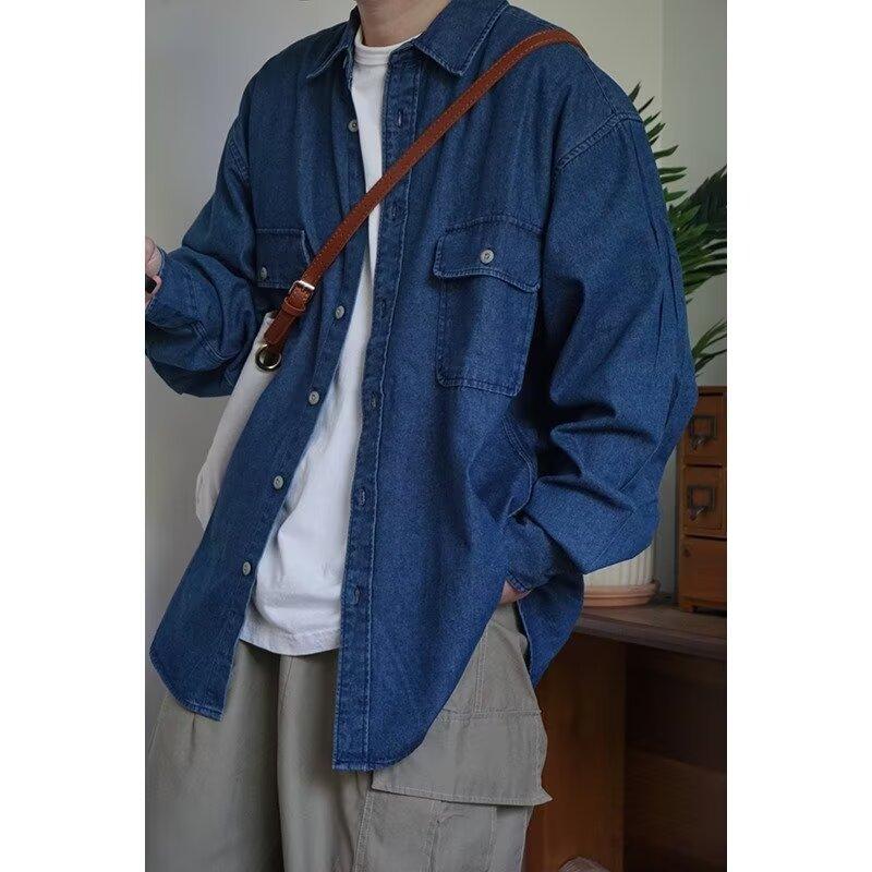 Wiosna i Jesień 2024 Przystojny Płaszcz PU Męski Ins Marka High Street Fashion Styl Hongkoński Japoński Styl Harajuku Styl Koreański Modna Luźna Kurtka