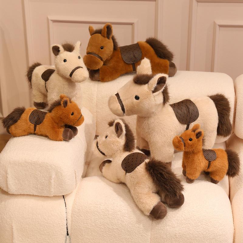 1-4PCS Cute Realistic Plush Toy Pony Doll White Horse Pillow Horse Year Mascot Stuffed Animal Cuddly Toy Collectible Gift