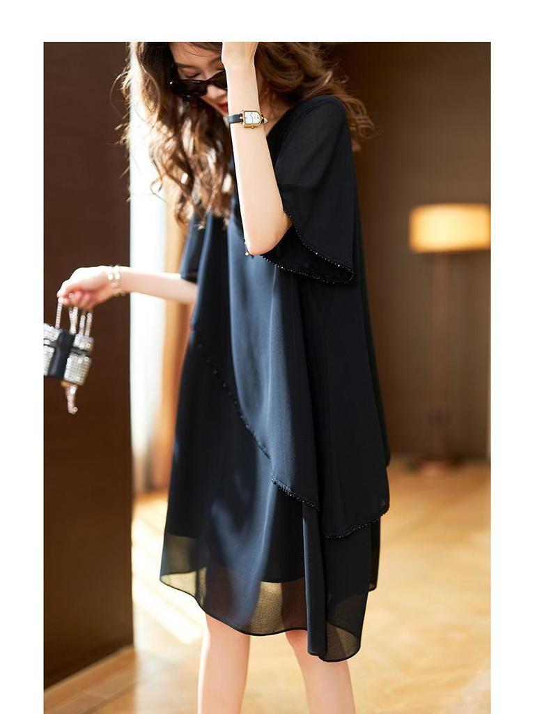 Women's Plus Size Summer Chiffon Dress - Slimming, Stylish Midi Skirt