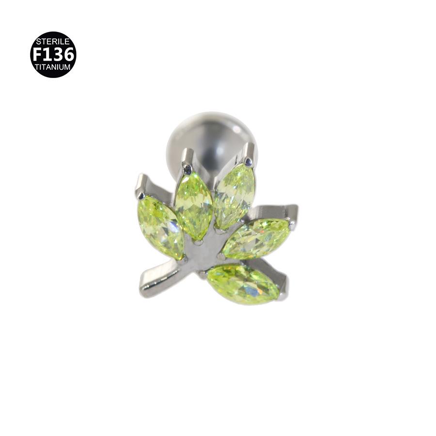 F136 Titanium Boat Anchor Pendant with Moon, Maple Leaf, Smiley Charm, and Cubic Zirconia Stud Earring Lip Ring (0.9 Gauge).