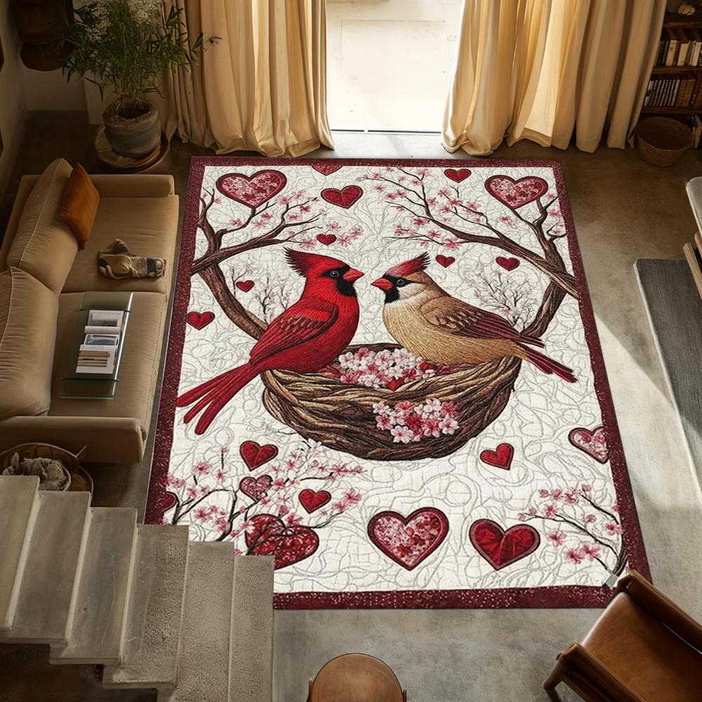 

Red Bishop Bird Printed Carpet Flamingo Elephant Printed Decorative Door Mat Entrance Living Room Bedroom Festive Atmosphere Rug 40x60cm