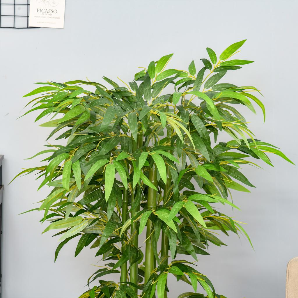 Artificial Plant, Plastic Bamboo In Pot, 780 Leaves, Realistic Look, Minimal Maintenance, 140 Cm, Green