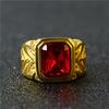 New Fashion Square Red Cubic Zirconia Ring for Women Men Vintage Luxury Gold Color Rings Bride Wedding Party Jewelry Gifts