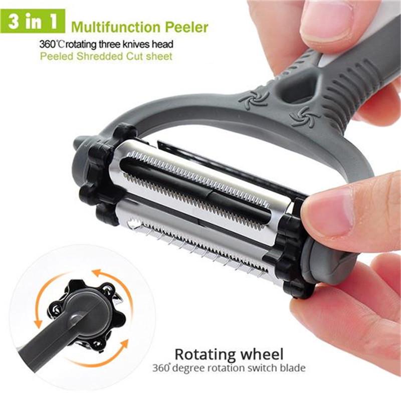 3 In1 Rotatable Vegetable Fruit 360 Degree Rotary Potato Peeler Cutter Planer Grater Kitchen Tools