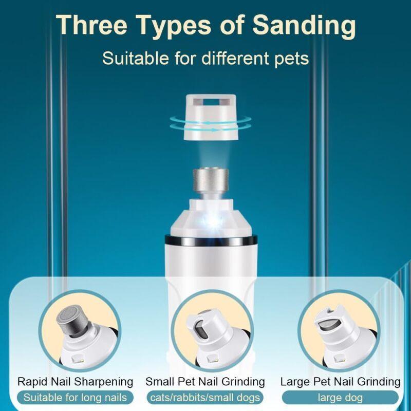 Electric Pet Nail Grinder Low Noise with LED Light Portable Professional Nail Care Tool Kit Home Grooming