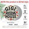 2D Flat, 1pc Round Aluminum "Gigi and Papa's House" Sign, Cute Heart & Star Wall Decor, Whimsical Black and White Style, Waterproof & Durable