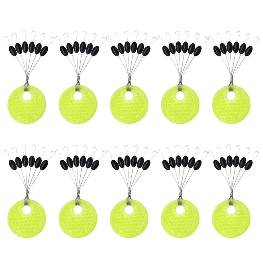 60/120PCS 10/20 Group Set Rubber Silicon Space Bean Sea Carp Fly Fishing Black Rubber Oval Stopper Fishing Float Fishing Bobber