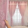 Modern European Style Curtains Pink Lace Embroidery Thickened Curtains Blackout Sunscreen Bedroom Living Room Balcony Curtains