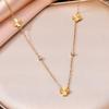 18K Gold Stainless Steel Five-Petal Zircon Flower Jewelry Set for Women (Bracelet, Necklace, Earrings)