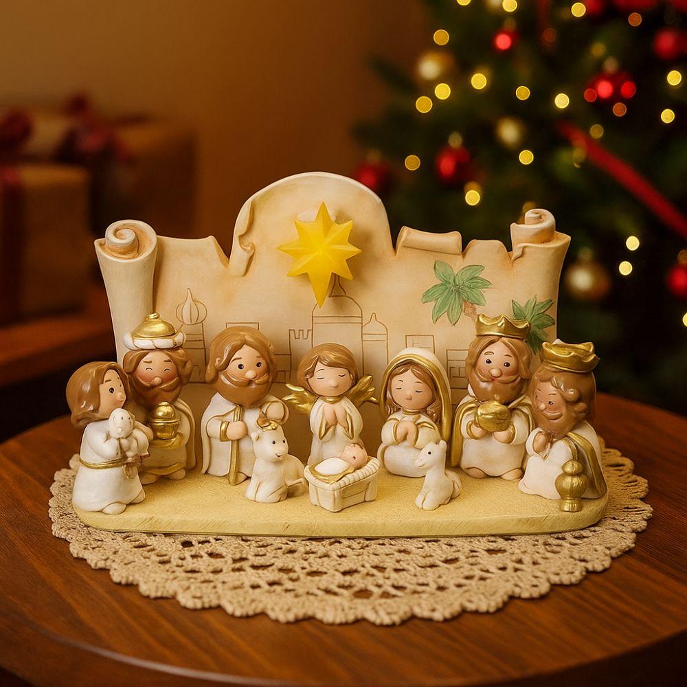 Cartoon Krippenfigur Harz Krippengruppe Jesuskind Statue Weihnachtsdekoration