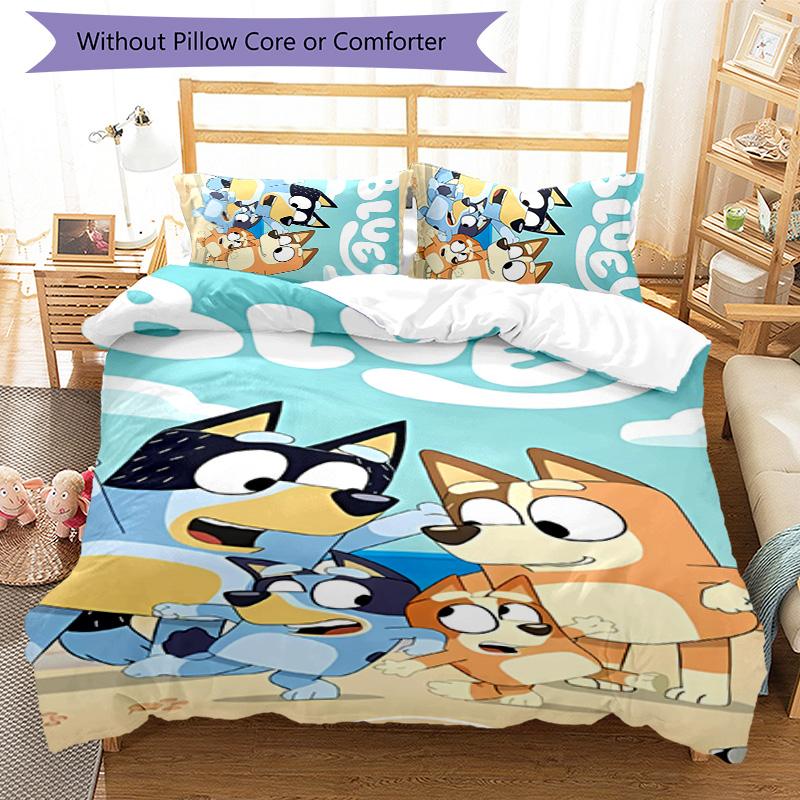 3pcs Bluey pattern bedding set duvet cover set includes duvet cover &pillowcases,perfect all season bedroom decoration&gift