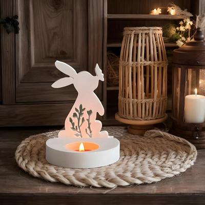 Rabbit Candle Holder Silicone Mold Rabbit Kiss Butterfly Candlestick Mould DIY Aromatherapy Gypsum Resin Home Decoration