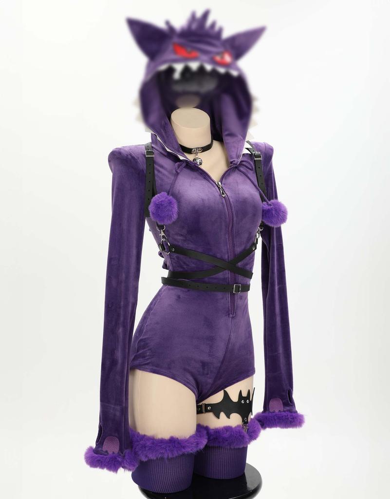 [Miccostumes] Women's Adult Anime Game Cute Homewear Pajamas Bodysuit Leotard Hoodie Ghost Monster Beast Kaiju Cosplay Costume Outfit Fancy Dress Tran