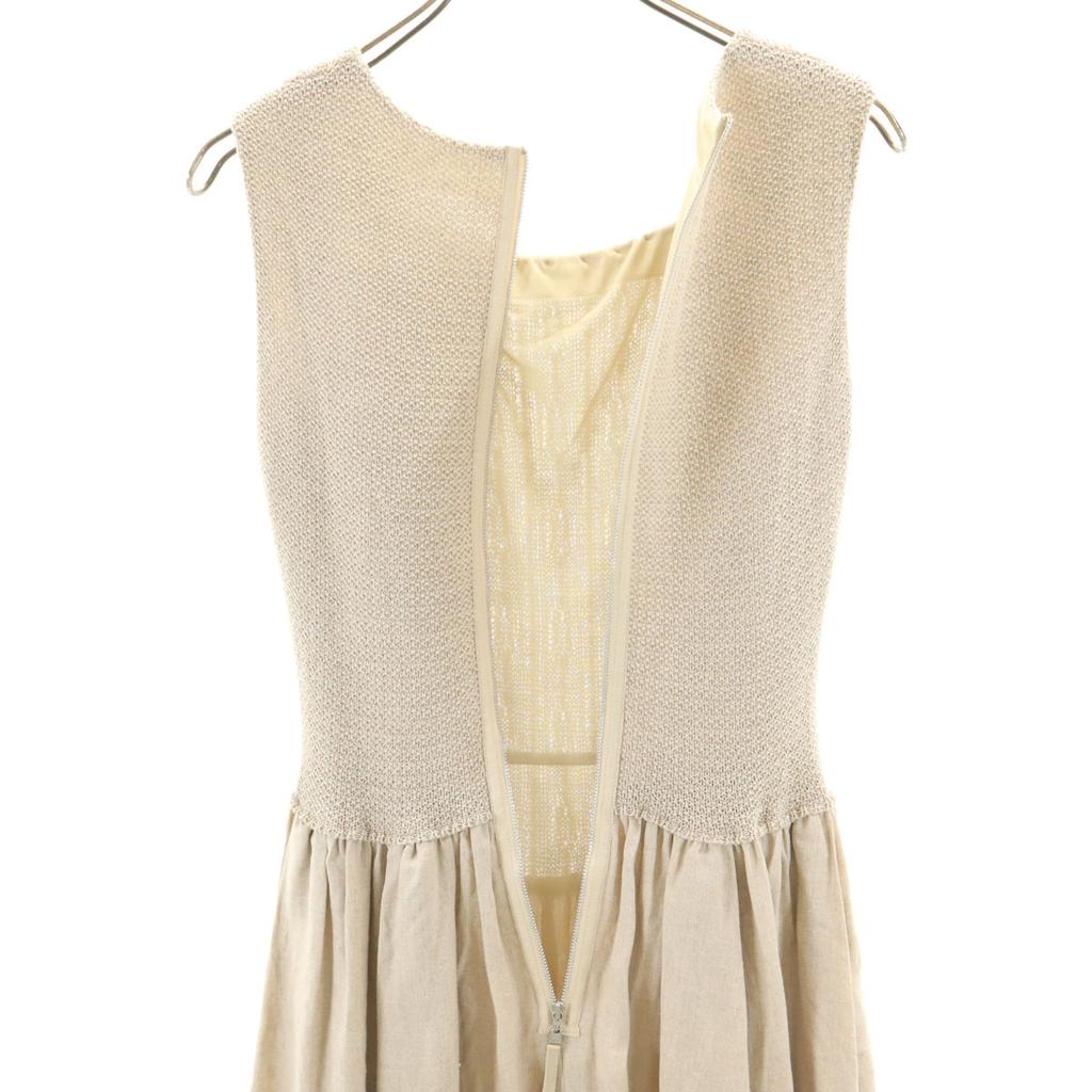 FOXEY Made in Japan Linen Blend No sleeve Knit switching Gathered one piece Women Used