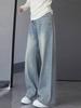 Light Color High Waist Wide Leg Jeans for Women - Plus Size Loose Fit, Slimming Straight Leg for Pear-Shaped Bodies, Autumn Collection.