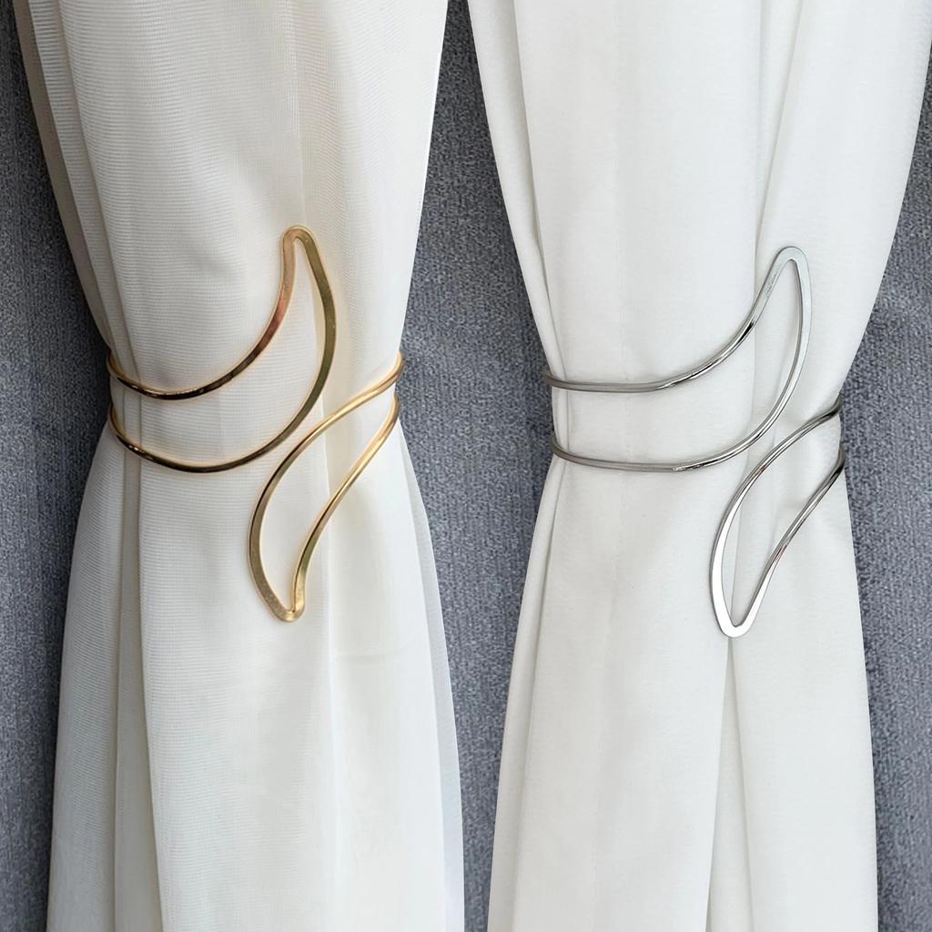 2025 2pcs Metal Moon-shaped Curtain Hooks, Curtain Ties for Rooms, Bedrooms and Living Rooms, Curtain Buckle Arm Ring