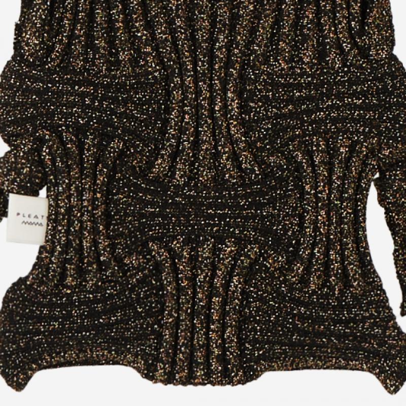 Pleatsmama Mini Crossbow Bag Black Brown Glitter